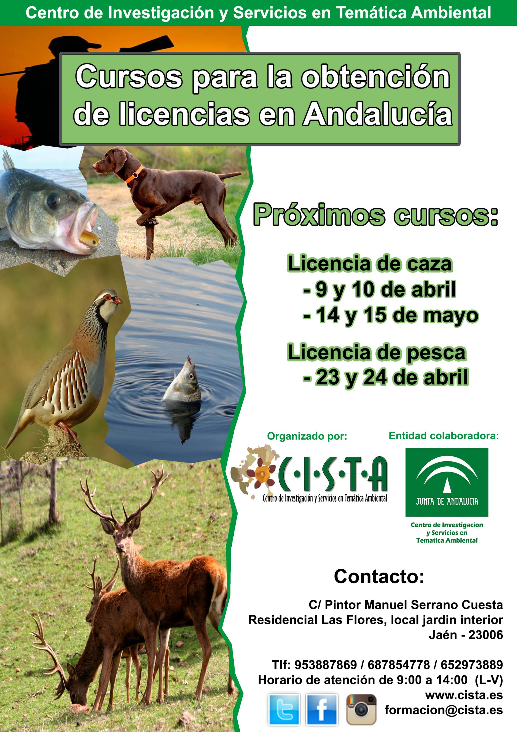 CISTA convoca nuevos cursos para obtener las licencias de caza y pesca continental en Andalucía CISTA convoca nuevos cursos para obtener las licencias de caza y pesca continental en Andalucía