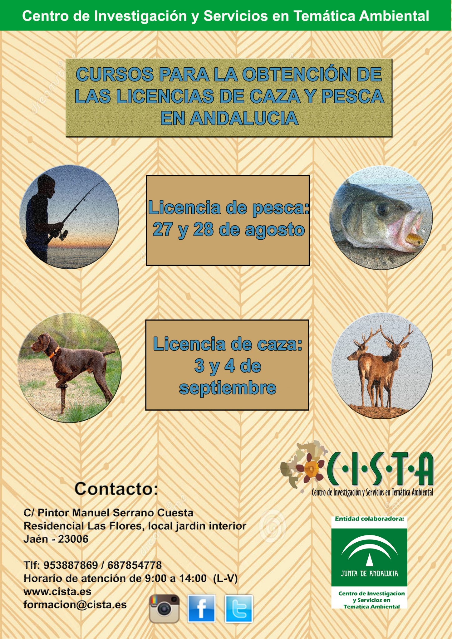 CISTA convoca nuevos cursos para obtener las licencias de caza y pesca continental en Andalucía CISTA convoca nuevos cursos para obtener las licencias de caza y pesca continental en Andalucía